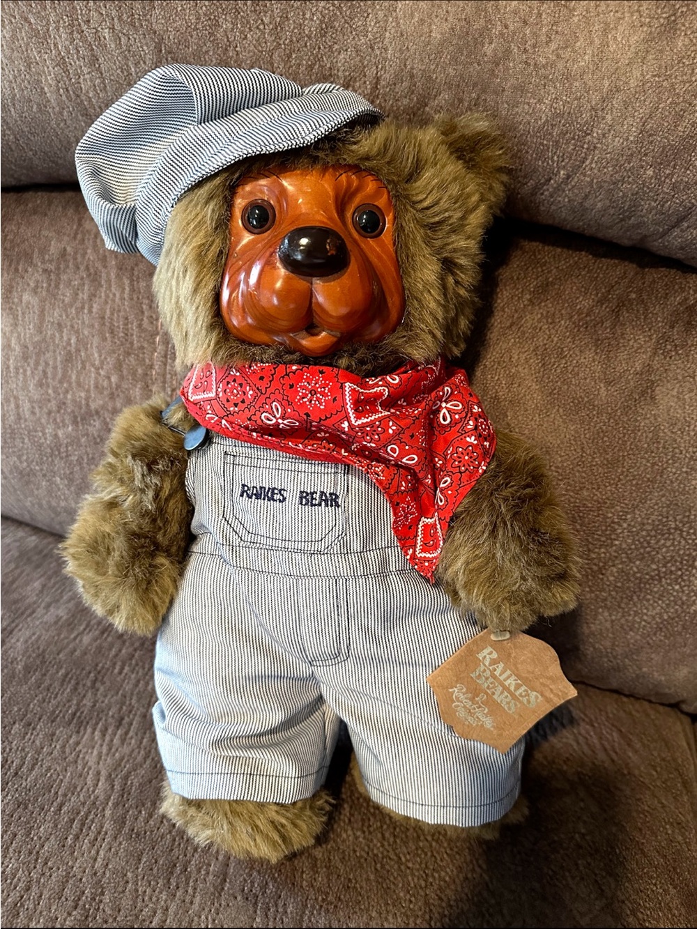Vintage 1989 Robert Raikes Lionel The Train Engineer Wood Plush Bear